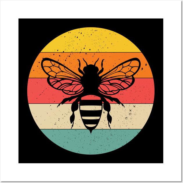 Bee Retro Vintage 60s 70s Sunset Insect Beekeeper Beekeeping Wall Art by Wakzs3Arts